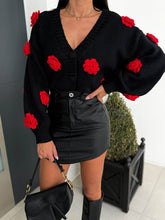 Unique Crochet Three-Dimensional Flower Sweater Cardigan